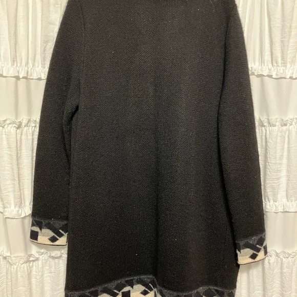 ALPACA 100%. “Mon Repose" long SWEATER coat in black/ white S-M WARM Beàutiful. - Picture 4 of 8